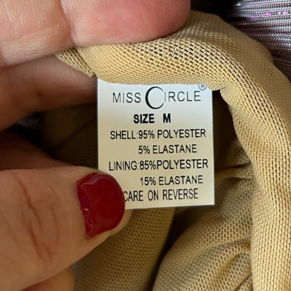 Miss Circle PARRIS LAVENDER METALLIC CUTOUT RUCHED CHIFFON MAXI DRESS Medium - Picture 10 of 11